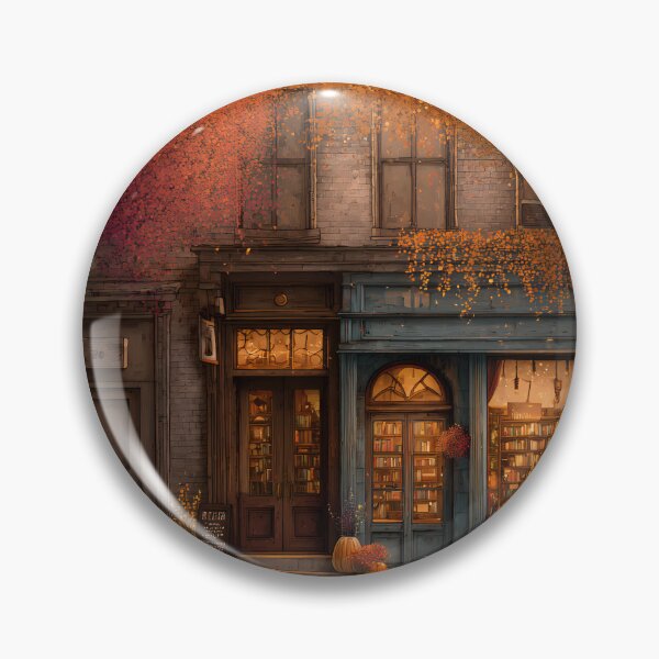 Item preview, Charming Autumn Scene with Cozy Bookstore Charm designed and sold by Artessie.