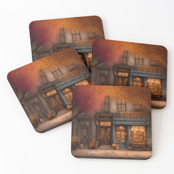 Item preview, Charming Autumn Scene with Cozy Bookstore Charm designed and sold by Artessie.
