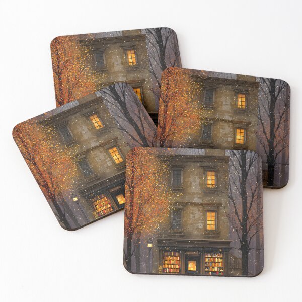 Item preview, Charming Bookstore in Autumn with Warm Lights designed and sold by Artessie.