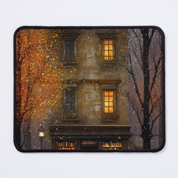 Item preview, Charming Bookstore in Autumn with Warm Lights designed and sold by Artessie.