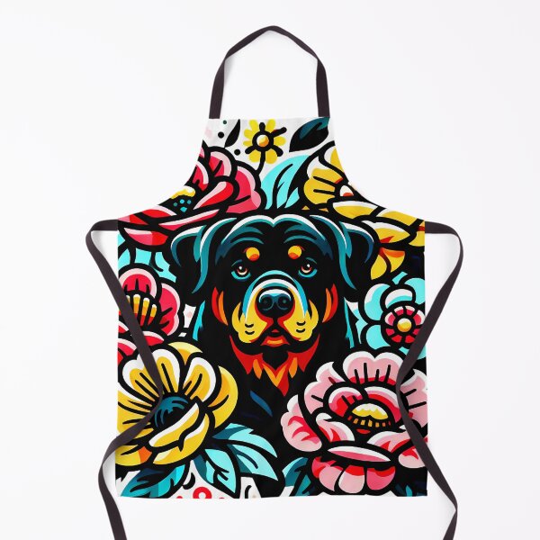 Item preview, Rottweiler Illustration | Bold Dog Art with Tattoo-Style Floral Design designed and sold by meesub.