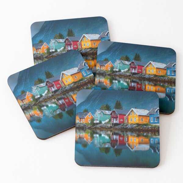 Item preview, Vibrant Coastal Houses Reflecting in Calm Waters designed and sold by Artessie.