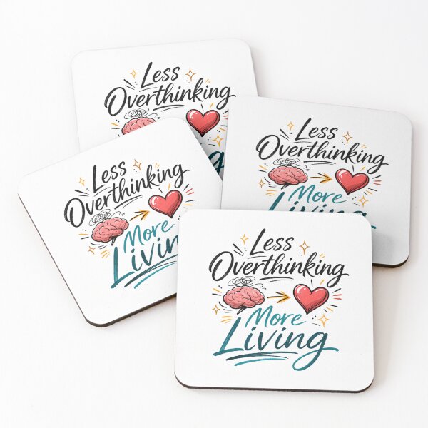 Item preview, Less Overthinking More Living – Motivational Minimal Quote Sticker designed and sold by Lovestickerco.