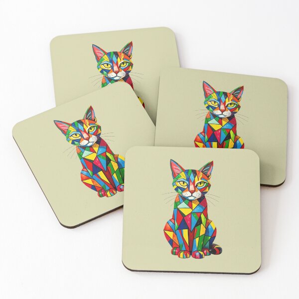 Item preview, Colorful Abstract Kitty Illustration Rainbow Mosaic Design designed and sold by AlxVel.