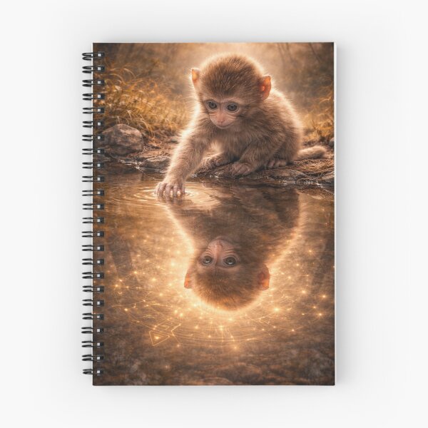 Item preview, Baby Macaque Reflection – Curious Monkey Wildlife Art designed and sold by GeoWild Designs.
