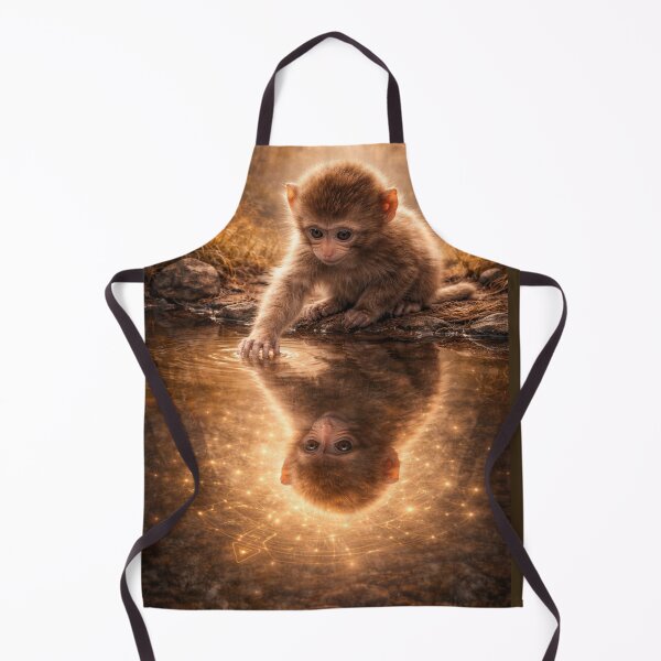 Item preview, Baby Macaque Reflection – Curious Monkey Wildlife Art designed and sold by GeoWild Designs.