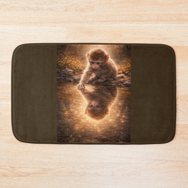 Item preview, Baby Macaque Reflection – Curious Monkey Wildlife Art designed and sold by GeoWild Designs.