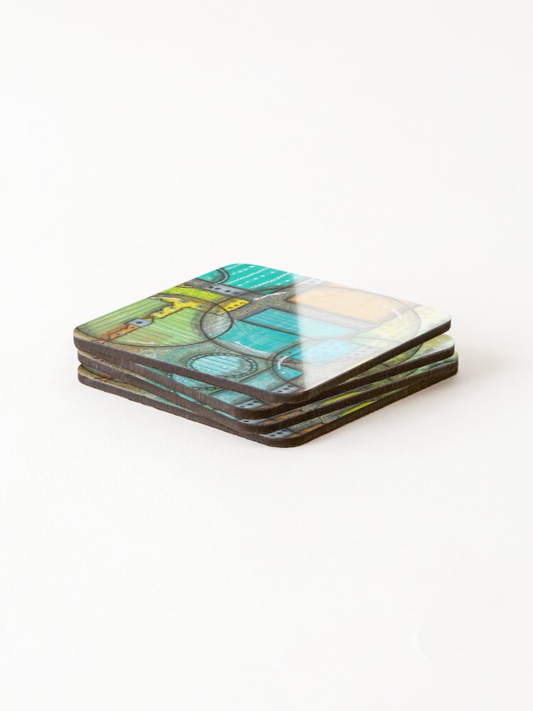 Thumbnail 4 of 5, Coasters (Set of 4), Abstract Geometric Zentangle Patterns Drawing designed and sold by ColorWander.