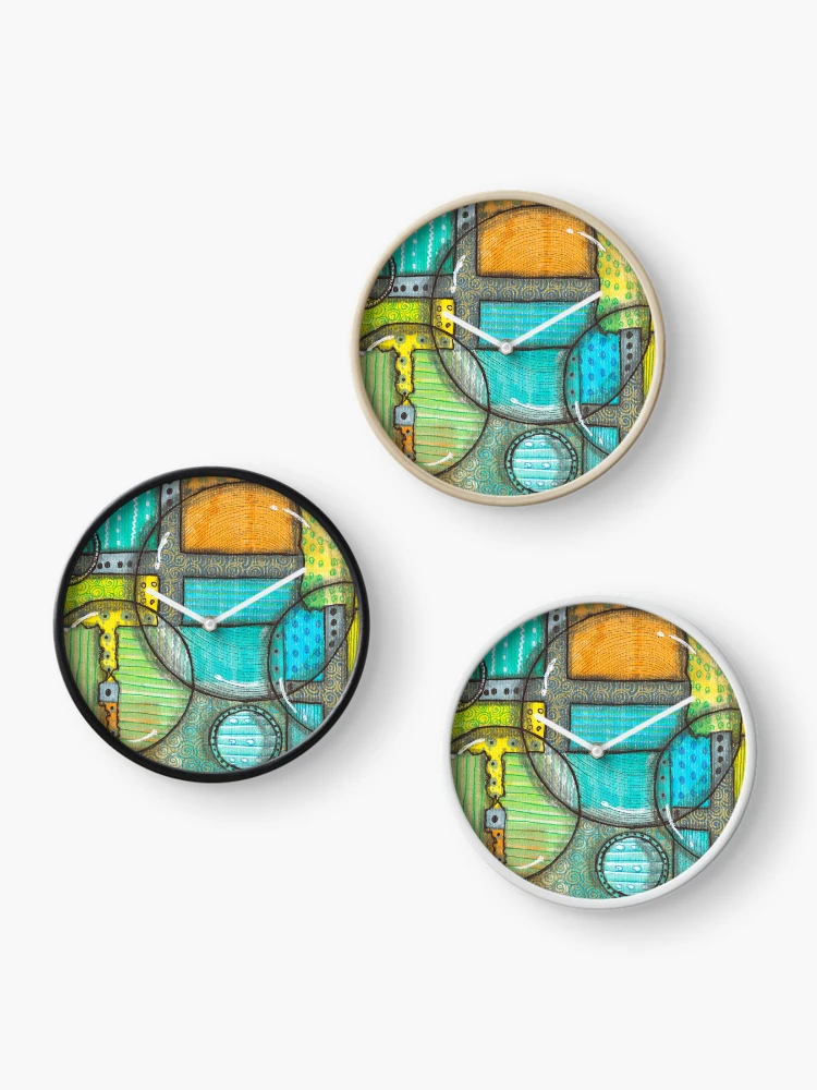 Thumbnail 3 of 4, Clock, Abstract Geometric Zentangle Patterns Drawing designed and sold by ColorWander.