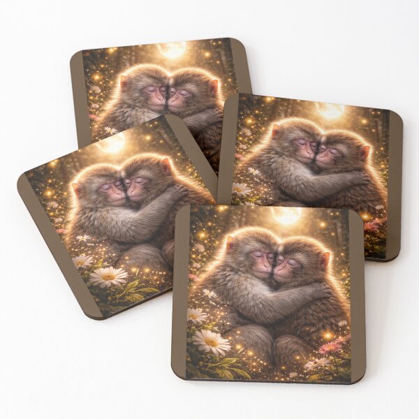 Item preview, Baby Macaque Soul Bond – Emotional Monkey Wildlife Art designed and sold by GeoWild Designs.