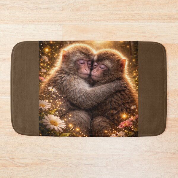 Item preview, Baby Macaque Soul Bond – Emotional Monkey Wildlife Art designed and sold by GeoWild Designs.