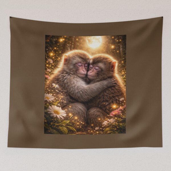 Item preview, Baby Macaque Soul Bond – Emotional Monkey Wildlife Art designed and sold by GeoWild Designs.
