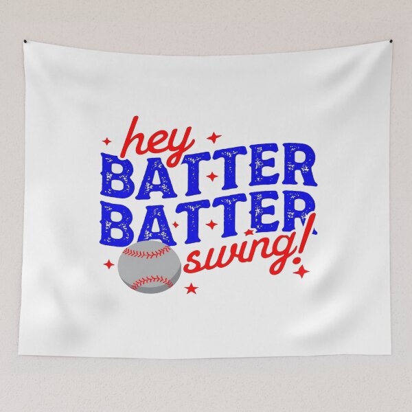 Item preview, Hey Batter Batter Swing Baseball Typography Art – Fun Sports Quote Print for Players & Fans designed and sold by Bright Nest Studio.