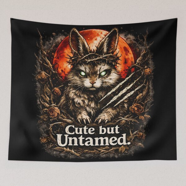 Item preview, Cute but Untamed – Wild Rabbit Under the Red Moon designed and sold by Astralia.