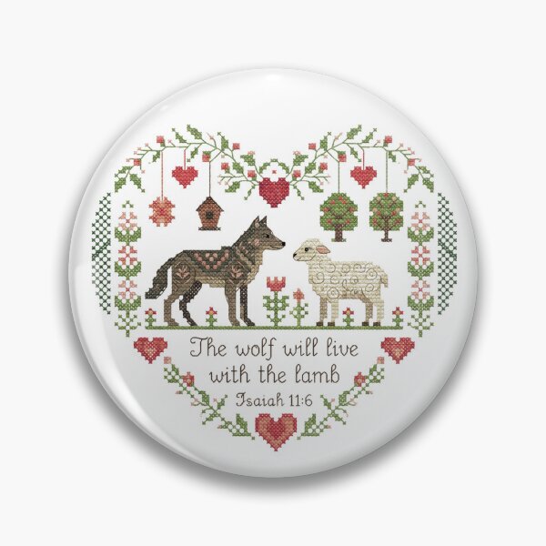 Item preview, Heirloom Cross Stitch Baby Onesie – Folk Art Design – Isaiah 11:6 Christian Scripture Baby Bodysuit – Christian Baby Shower Gift designed and sold by WicketGate.
