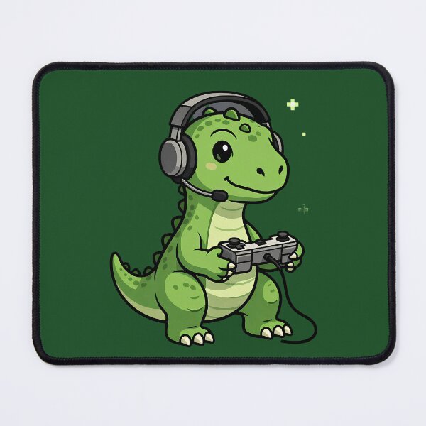 Item preview, Cute Gamer Dinosaur Gaming Illustration Design designed and sold by cnaaArt.