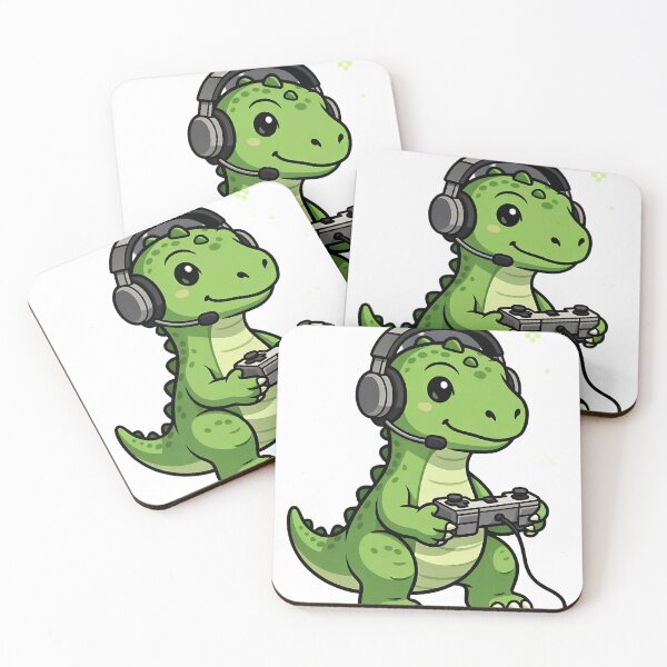 Item preview, Cute Gamer Dinosaur Gaming Illustration Design designed and sold by cnaaArt.