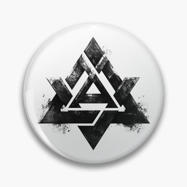 Item preview, Valknut Triangle Knot Symbol – Geometric Norse-Inspired (Black & White Grunge) designed and sold by inkoutninja.
