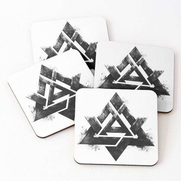 Item preview, Valknut Triangle Knot Symbol – Geometric Norse-Inspired (Black & White Grunge) designed and sold by inkoutninja.