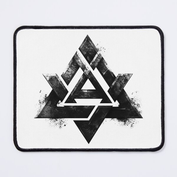 Item preview, Valknut Triangle Knot Symbol – Geometric Norse-Inspired (Black & White Grunge) designed and sold by inkoutninja.