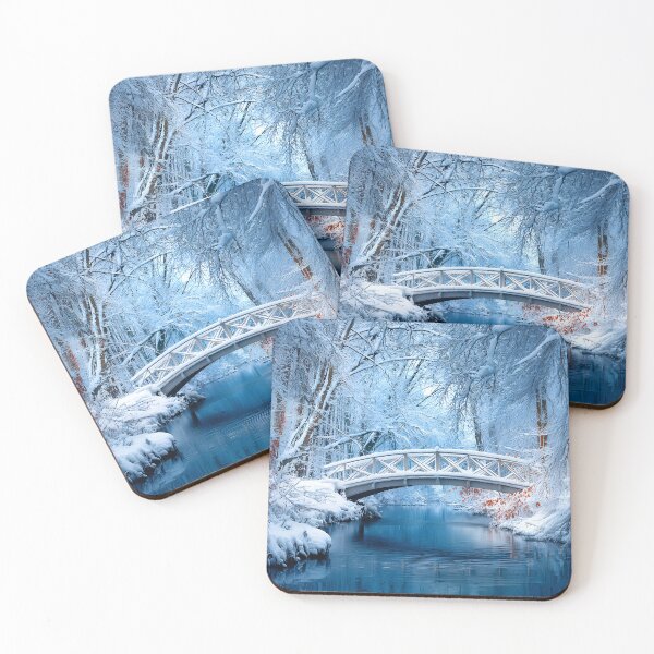 Item preview, Serene Winter Wonderland with Snow-Covered Bridge designed and sold by Artessie.