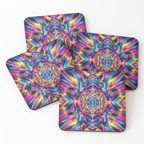 Item preview, Symmetrical Neon Geometric Pattern – Modern Abstract Design designed and sold by Dogandesighn.