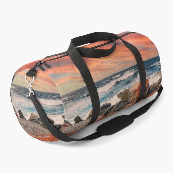 Item preview, Binalong Bay, Tasmanian coast, under a fiery evening sky designed and sold by Mauswohn.