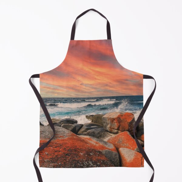 Item preview, Binalong Bay, Tasmanian coast, under a fiery evening sky designed and sold by Mauswohn.