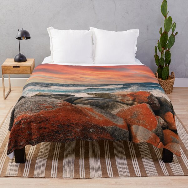 Item preview, Binalong Bay, Tasmanian coast, under a fiery evening sky designed and sold by Mauswohn.