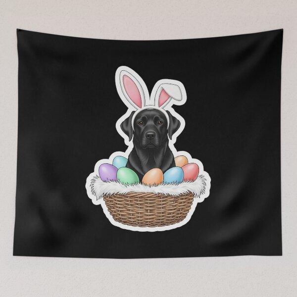 Item preview, Black Lab Easter Bunny Dog in Basket Funny Labrador Easter designed and sold by OlakunleOloroz.