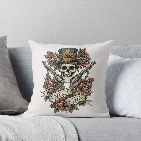 Item preview, "Sweet Ruin" Traditional Tattoo Skull & Revolvers Tee designed and sold by benjyjump.