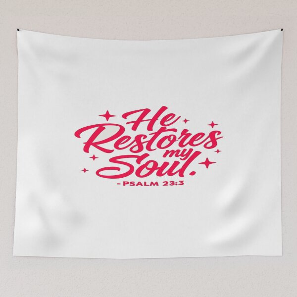 Item preview, He Restores My Soul Scripture Art – Elegant Psalm 23:3 Christian Quote Print for Peaceful Decor designed and sold by Bright Nest Studio.