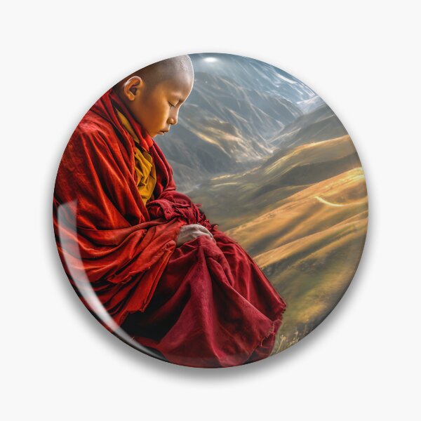 Item preview, Young Monk Meditating on Mountain Edge at Sunset designed and sold by Artessie.