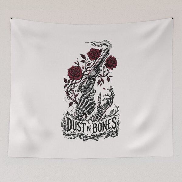 Item preview, "Dust N Bones" Dark Fantasy Woodcut Skeleton Revolver Tee designed and sold by benjyjump.