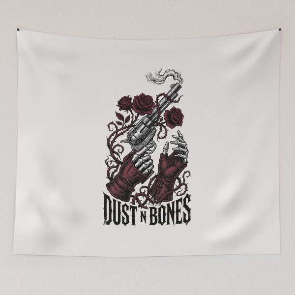 Item preview, Gothic Roses & Smoking Gun "Dust N Bones" Etching Graphic designed and sold by benjyjump.