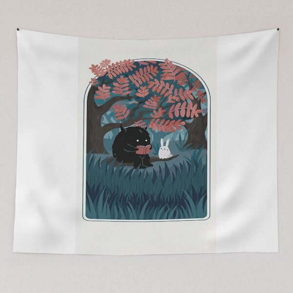 Item preview, Cozy Monster and Rabbit in Pink Woods Art designed and sold by Areebanawab.