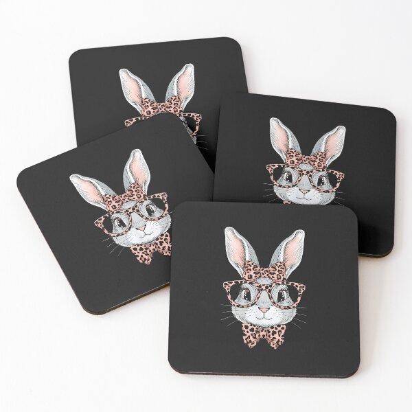 Item preview, Fun Bunny Face Glasses Bandana Leopard Rabbit Happy Easter designed and sold by Happycapyco.