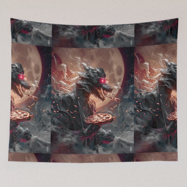 Item preview, Infernal Pizza Dragon – Dark Fantasy Surreal Beast Art designed and sold by Grafititee.
