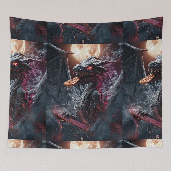 Item preview, Infernal Pizza Dragon – Dark Fantasy Surreal Beast Art designed and sold by Grafititee.