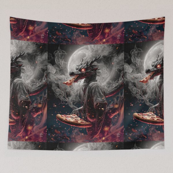 Item preview, Infernal Pizza Dragon – Dark Fantasy Surreal Beast Art designed and sold by Grafititee.