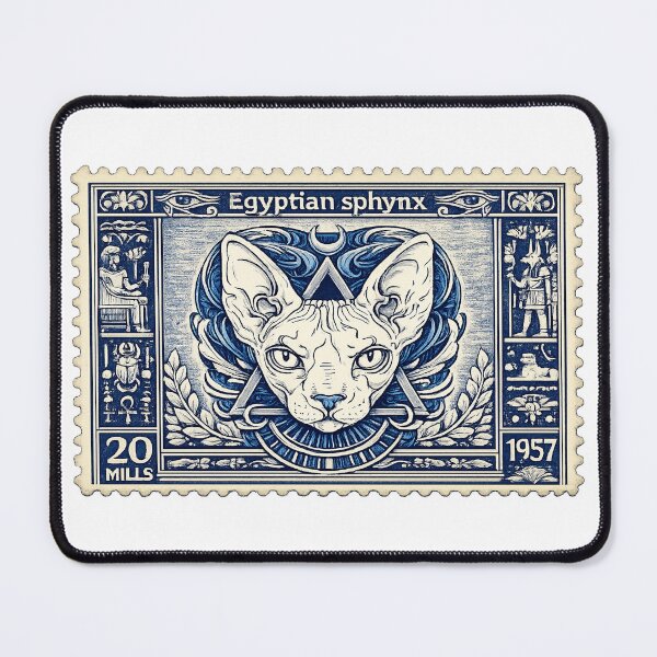 Item preview, Vintage 1957 Sphinx Cat – Ancient Egyptian Postage Stamp Art designed and sold by GulfSignature.