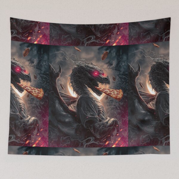 Item preview, Infernal Pizza Dragon – Dark Fantasy Surreal Beast Art designed and sold by Grafititee.
