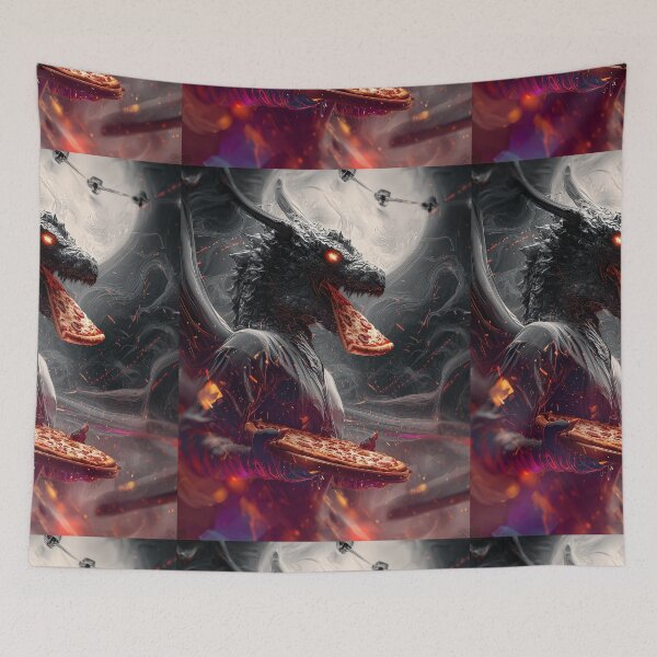 Item preview, Infernal Pizza Dragon – Dark Fantasy Surreal Beast Art designed and sold by Grafititee.