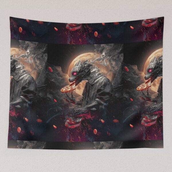 Item preview, Infernal Pizza Dragon – Dark Fantasy Surreal Beast Art designed and sold by Grafititee.
