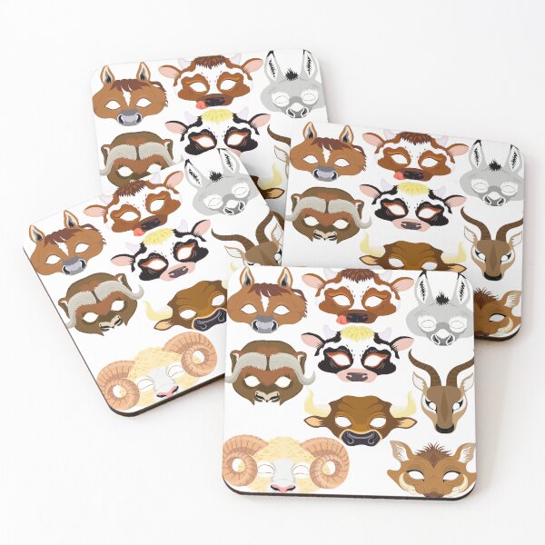 Item preview, Animal Face Masks Set - Cute Farm and Wild Animal Illustrations designed and sold by LYAN-STORE.