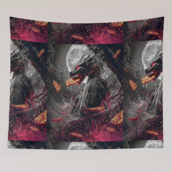 Item preview, Infernal Pizza Dragon – Dark Fantasy Surreal Beast Art designed and sold by Grafititee.