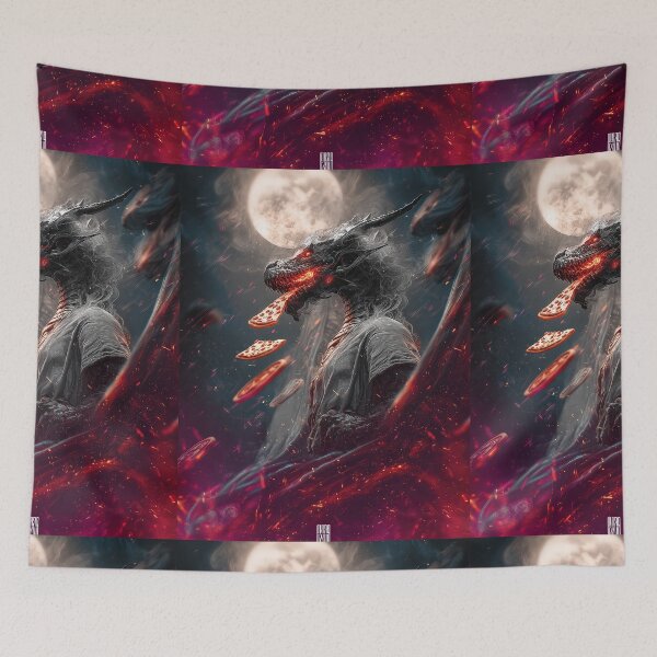 Item preview, Infernal Pizza Dragon – Dark Fantasy Surreal Beast Art designed and sold by Grafititee.