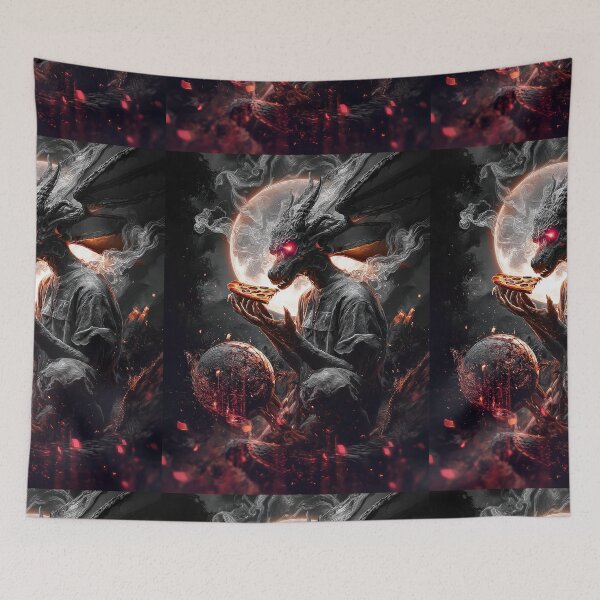 Item preview, Infernal Pizza Dragon – Dark Fantasy Surreal Beast Art designed and sold by Grafititee.