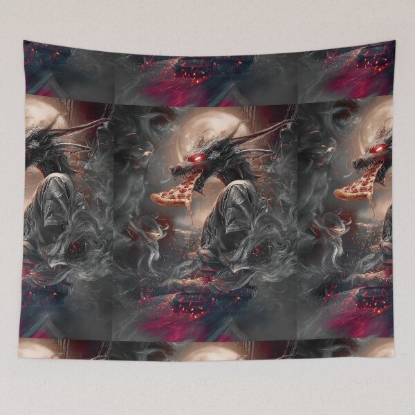Item preview, Infernal Pizza Dragon – Dark Fantasy Surreal Beast Art designed and sold by Grafititee.