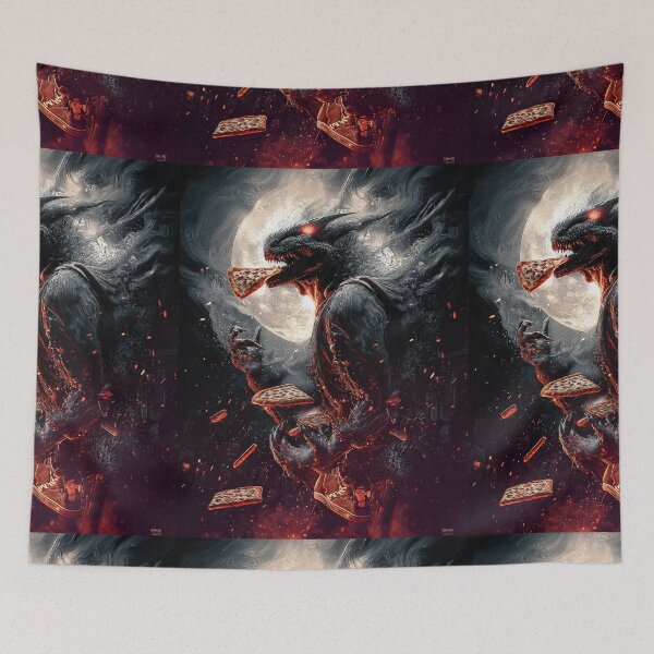 Item preview, Infernal Pizza Dragon – Dark Fantasy Surreal Beast Art designed and sold by Grafititee.